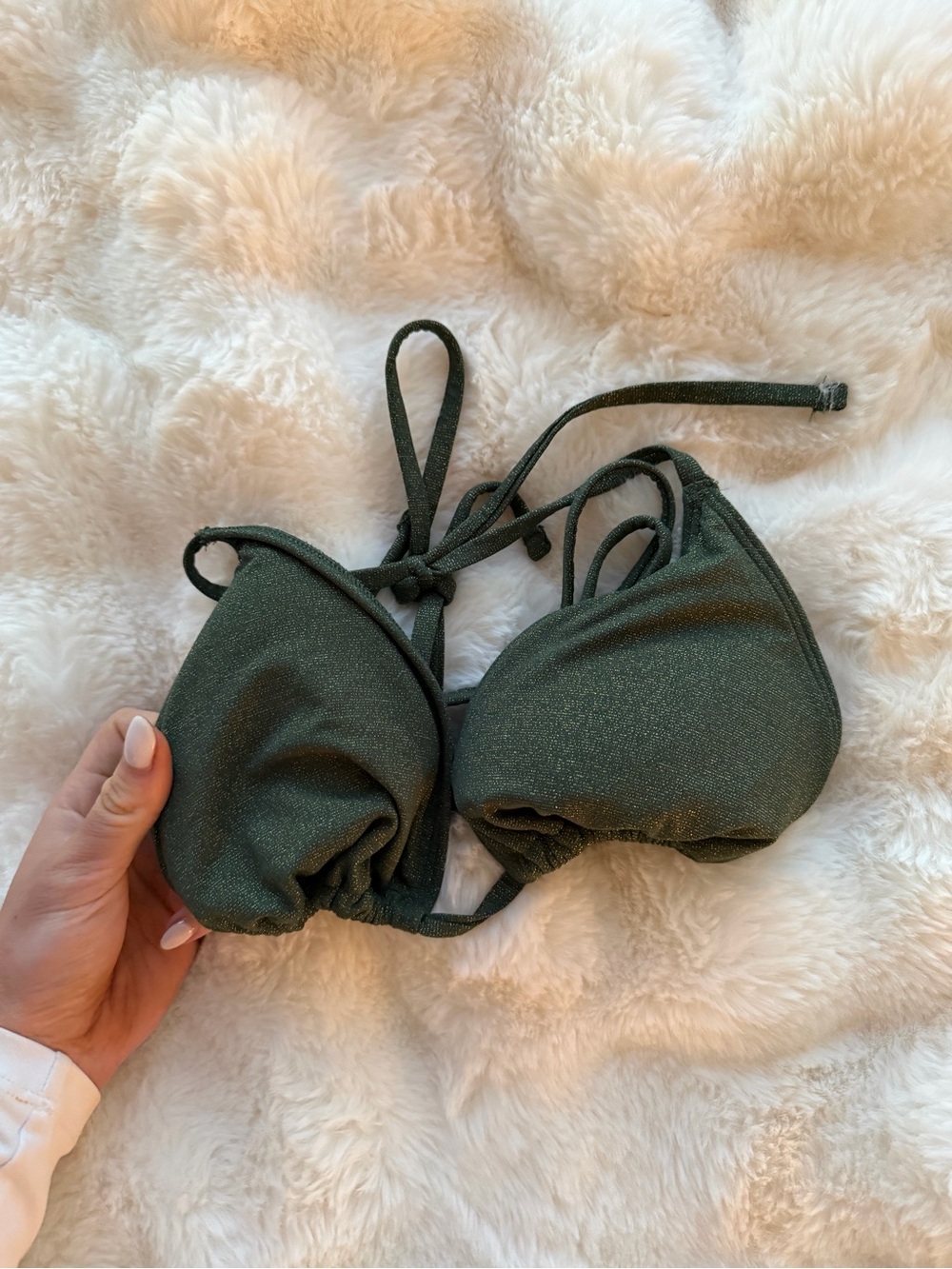 Abercrombie Dark Green Shimmery Triangle Bikini Top - Women's Bikini